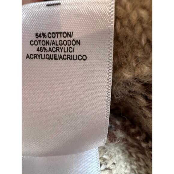 Lucky Brand Fair Isle Belted Cardigan Brown and Tan Sweater Longline - M - Picture 8 of 10